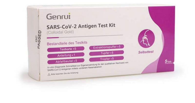 Antigen Rapid Test SARS-CoV-2 GENRUI, für Selbsttest, Packung à 5 Stück